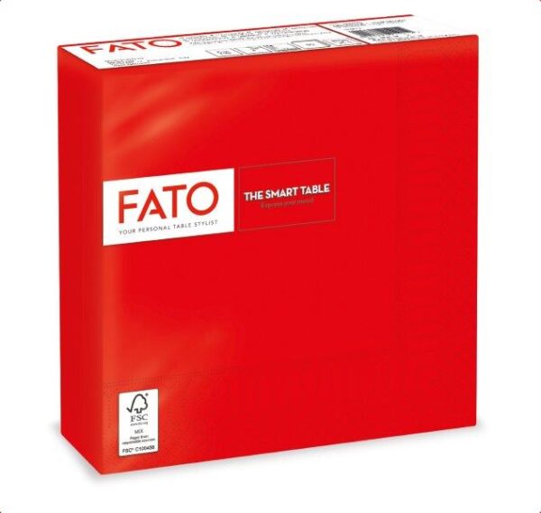 Lucart Fato Smart Table kétrétegű, piros színű szalvéta 1/4 hajtással 33x33cm