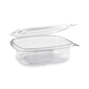 PET Szögletes víztiszta egybefedeles doboz 750 ml (újrahasznosítható) - 50 db/csomag *77607
