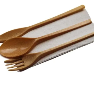 Újrafelhasználható WPC műanyag kés,villa,kanál, szalvéta 16 cm *107137