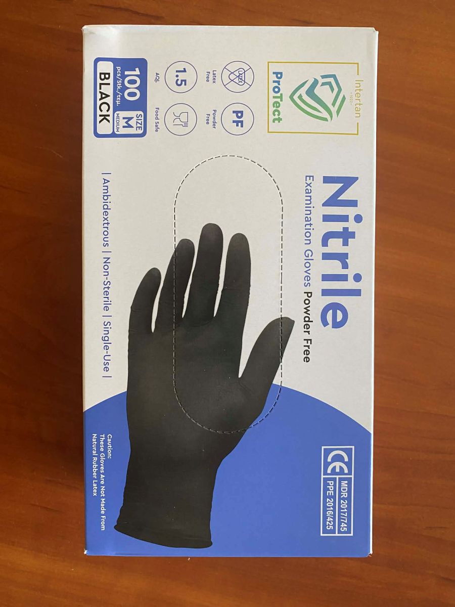 Protect Nitril kesztyű M fekete 100db